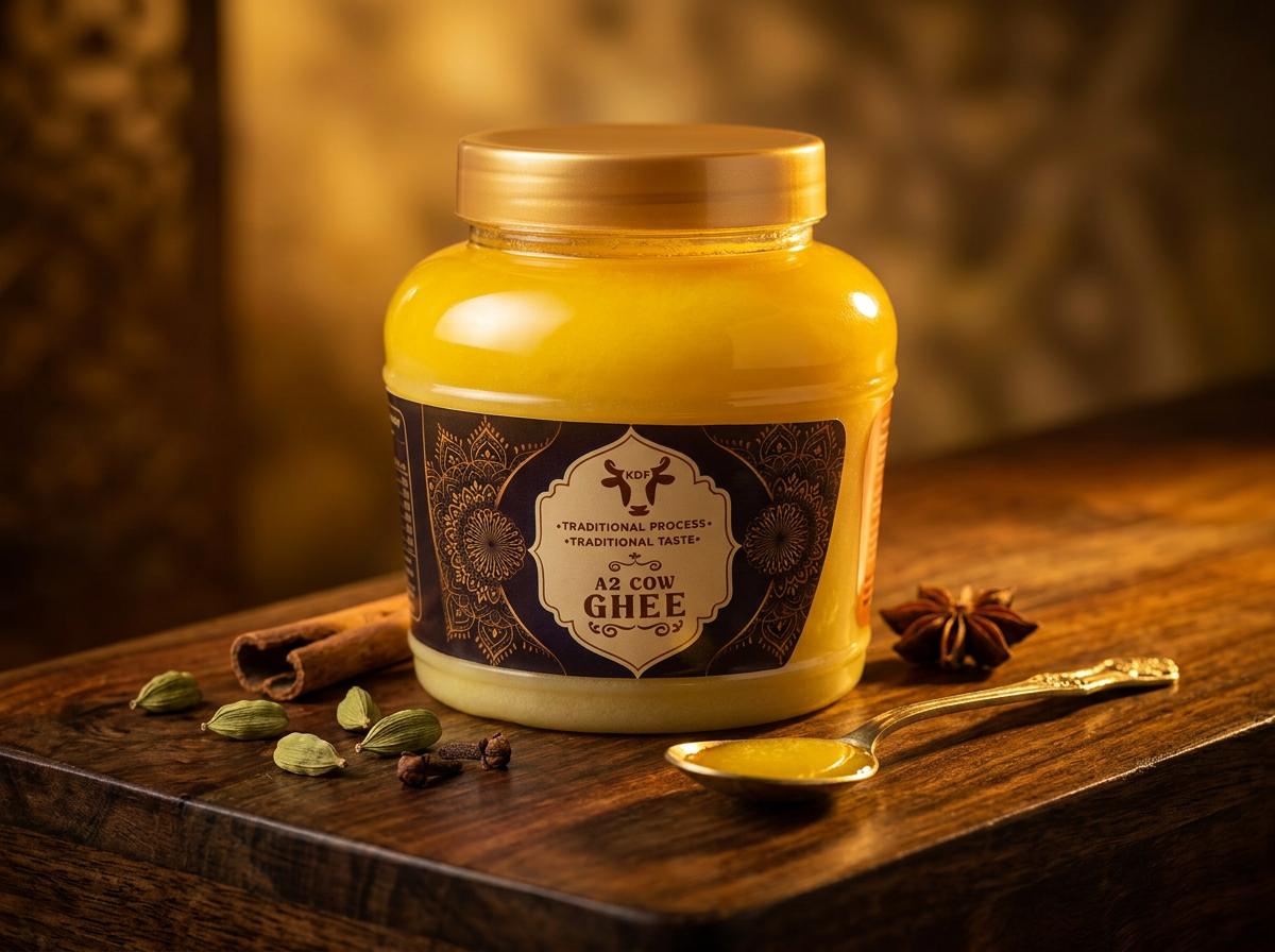 KDF A2 Cow Ghee jar with traditional label